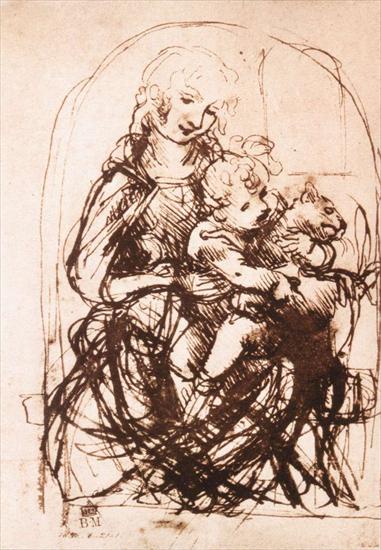 Studies  drawings - Study of the Madonna and Child with a Cat. 1478British Museum, London.bmp