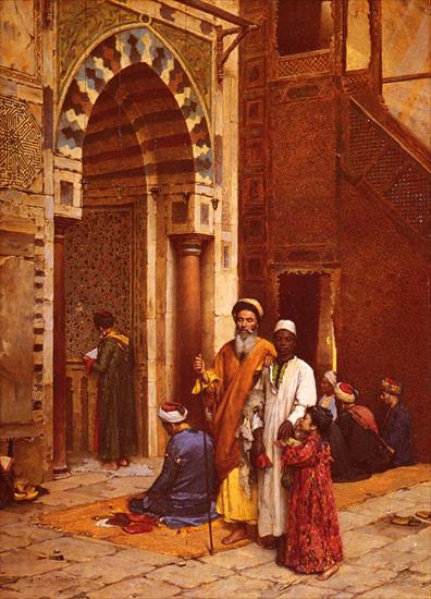 Orientalist Art Paintings - różni artyści - Arthur Ferraris - L Aveugle A La Mosquee.jpg