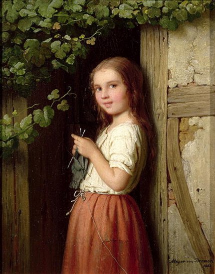 Meyer von Bremen Johann Georg - 40135660_Young_Girl_Standing_in_a_Doorway_Knitting_.JPG