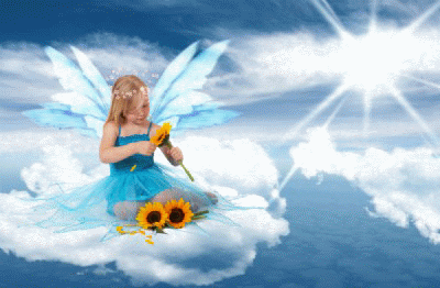  Anioły1 - blonde-fairy-playing-with-sunflower.gif