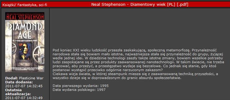 Neal Stephenson  - Diamentowy Wiek - opis.png